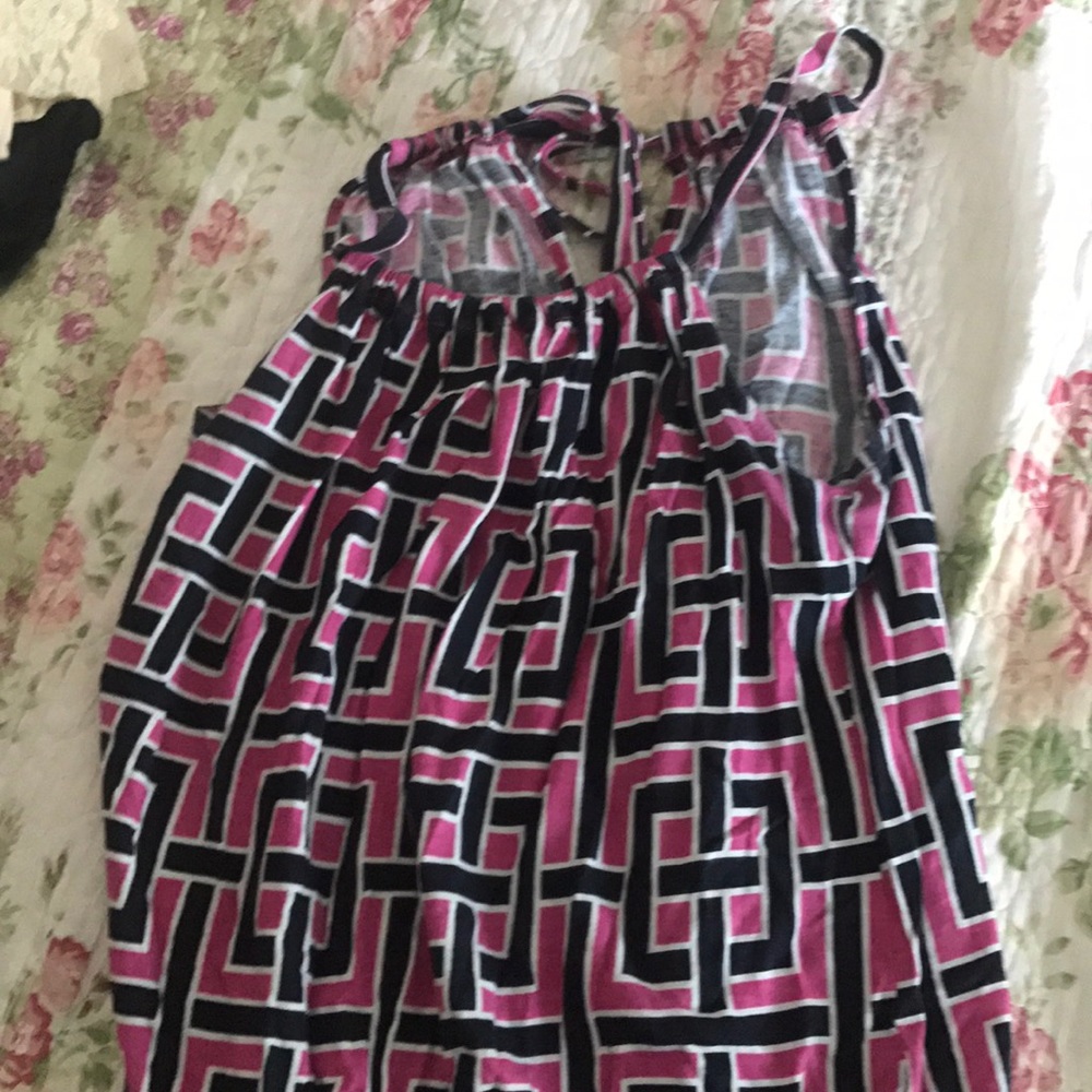 Pink and black tank top